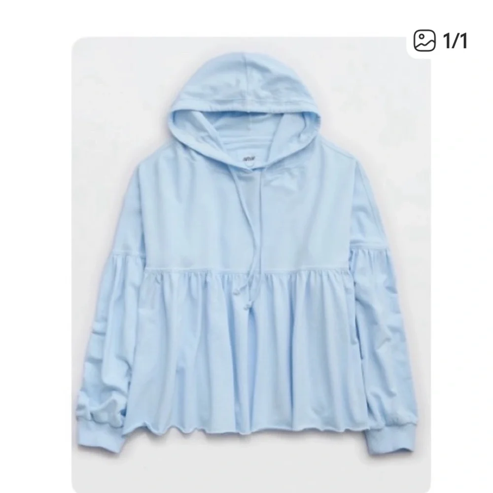 Aerie Sky Blue Peplum Hoodie - Picture 1 of 1